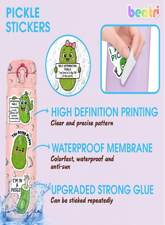 BEATRI Pickle Stickers Waterproof Vinyl 50Pcs Affirmations Pickle Decor & Party Favors for Laptop, Water Bottle, Skateboard & Travel Gear | Non-Repeating Decals, High-Definition Print - Image 2